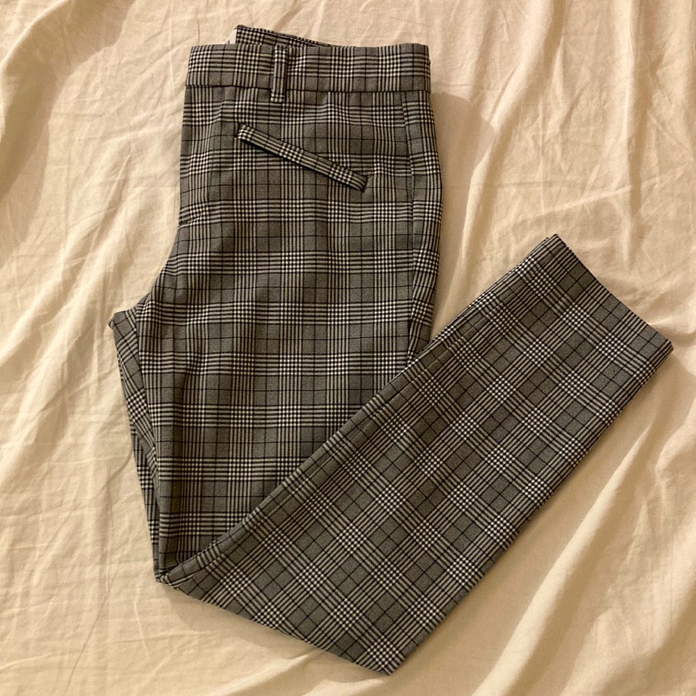 Black and White Plaid Office Pants